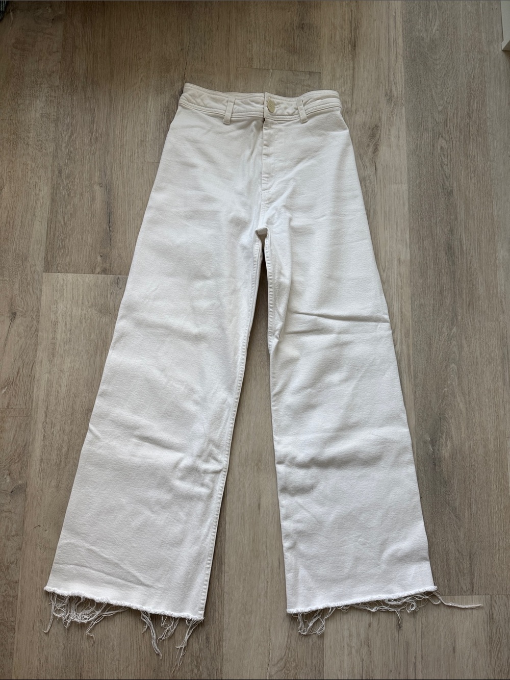 Zara Wide-Leg Raw Hem Jeans high waist size 6